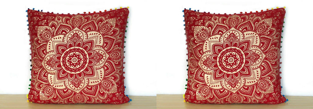 Set Of 2 Cotton Cushion Cover Mandala Couch Pillow Cases Home Decorative Pillows