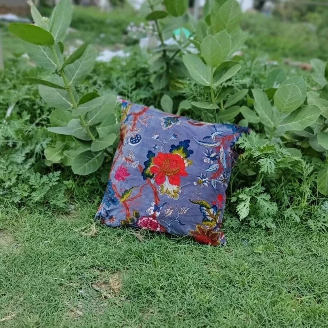 Indian Light Purple Floral Velvet Cushion Cover Home Decor Sofa Pillow Cover AU