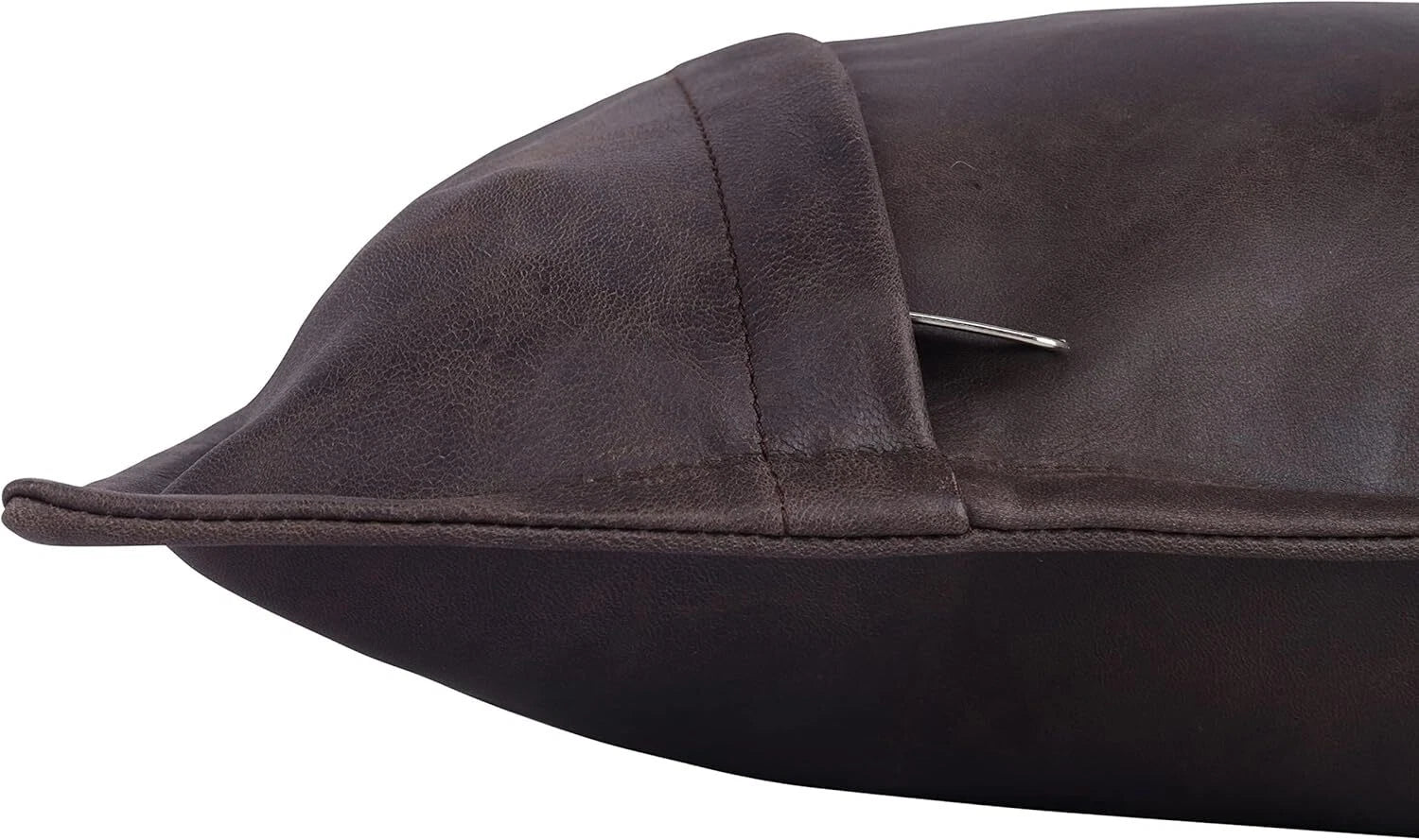 Designer Rectangular Leather Brown Crunch Box Pillow Cover For Sofa Cushion