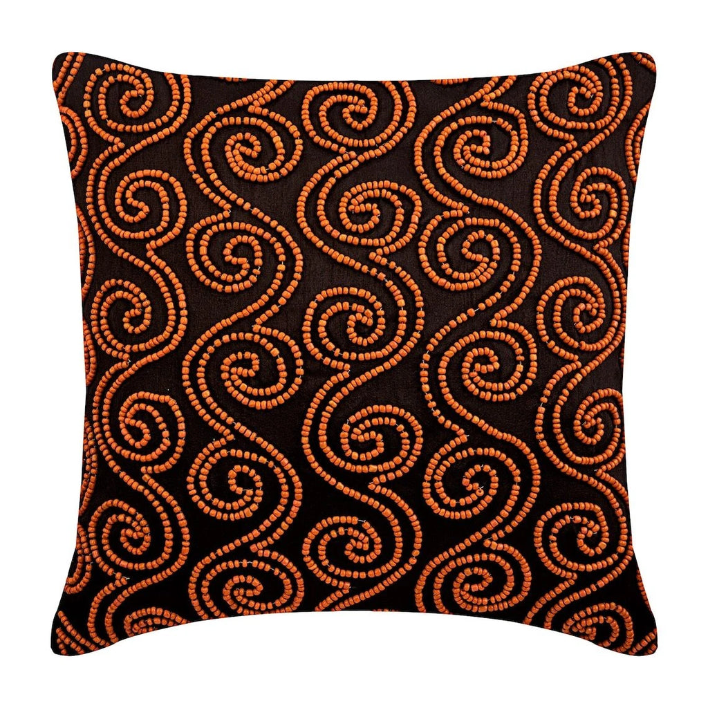 Sofa Cushion Cover Brown 16"x16", Bed Decor Silk Geometric - Tibetain Monk