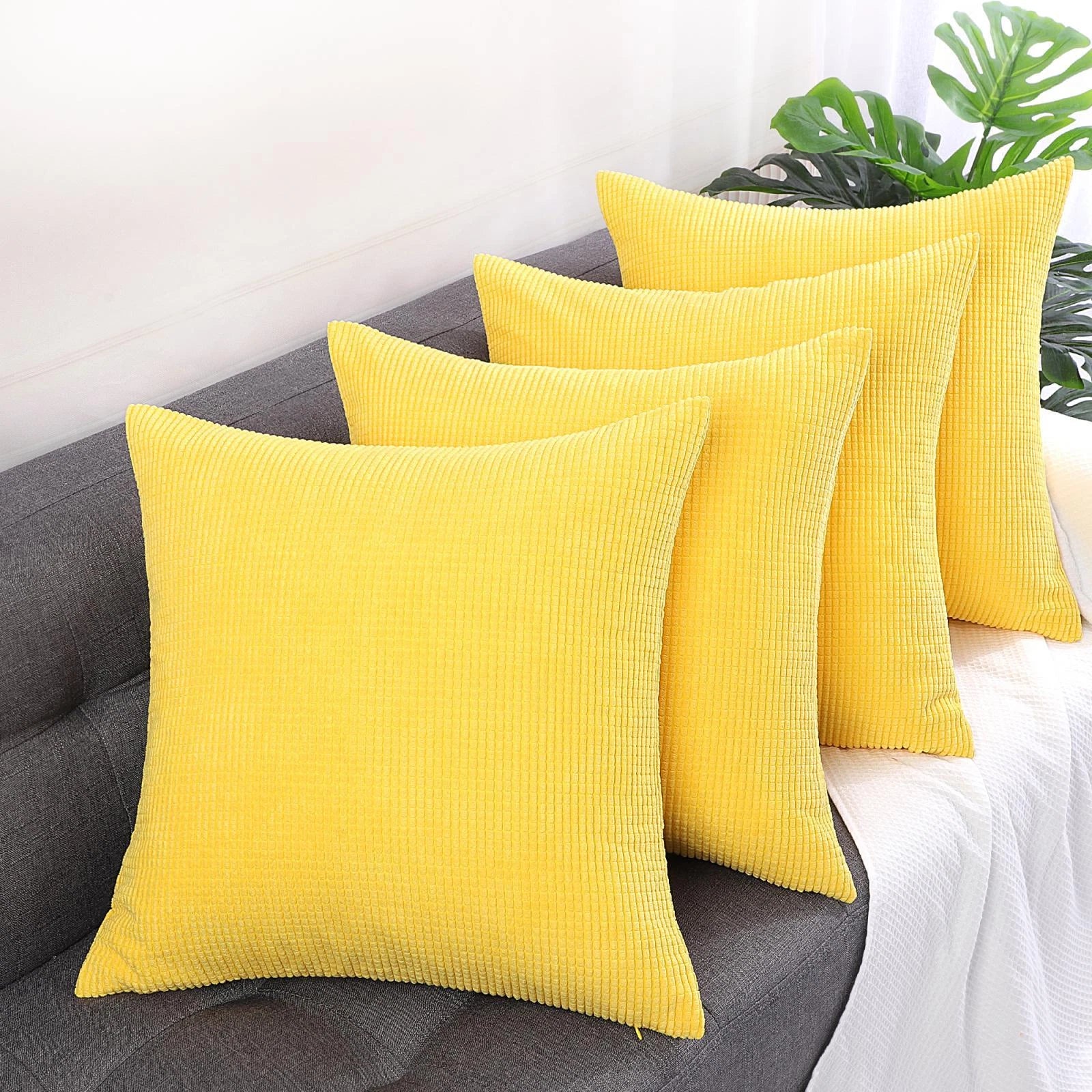 Set of 4 Corduroy Waist Throw Pillow Case Cushion Covers Home Sofa Bed