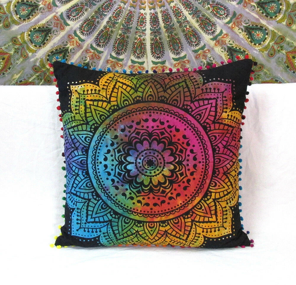 Set Of 2 Cotton Cushion Cover Mandala Couch Pillow Cases Home Decorative Pillows