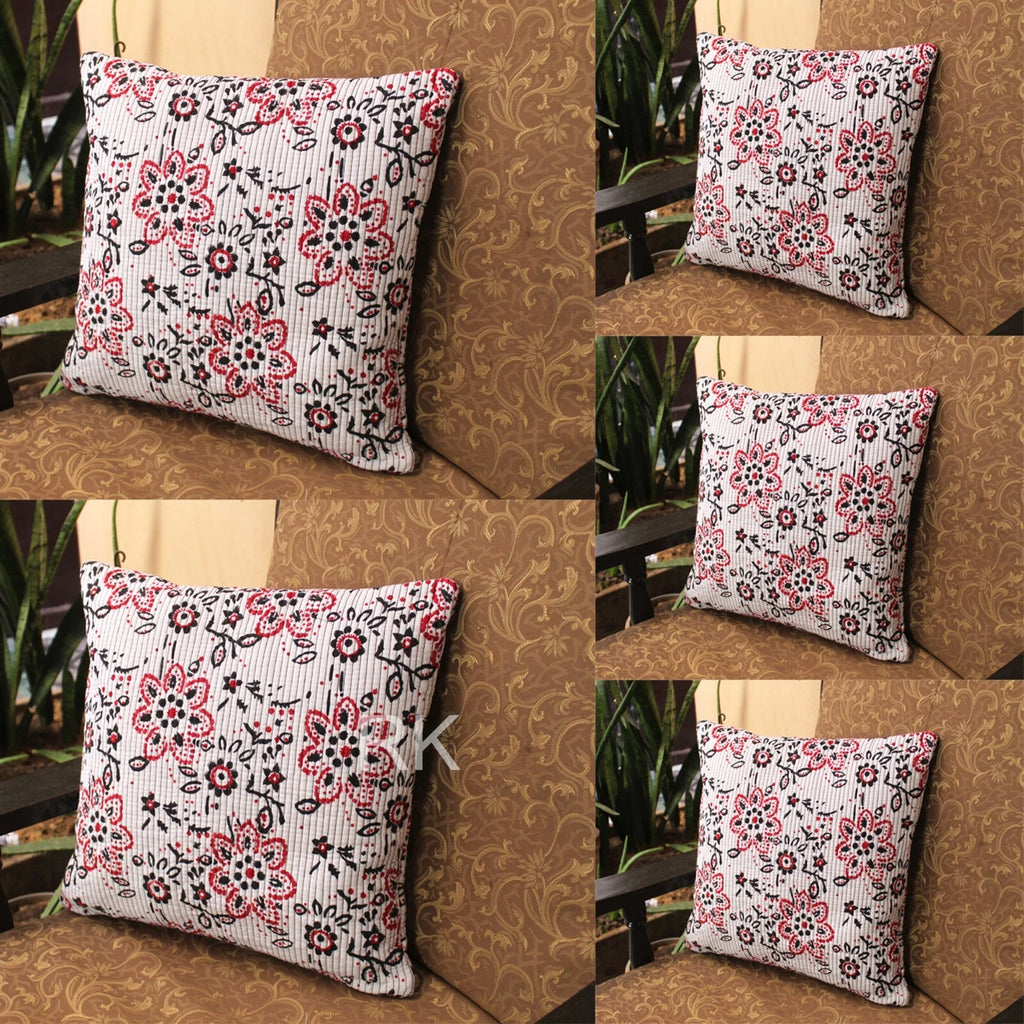 Pair Set Quilted Pillow Cover Case Couch Floral Cushion Cover Home Decorative