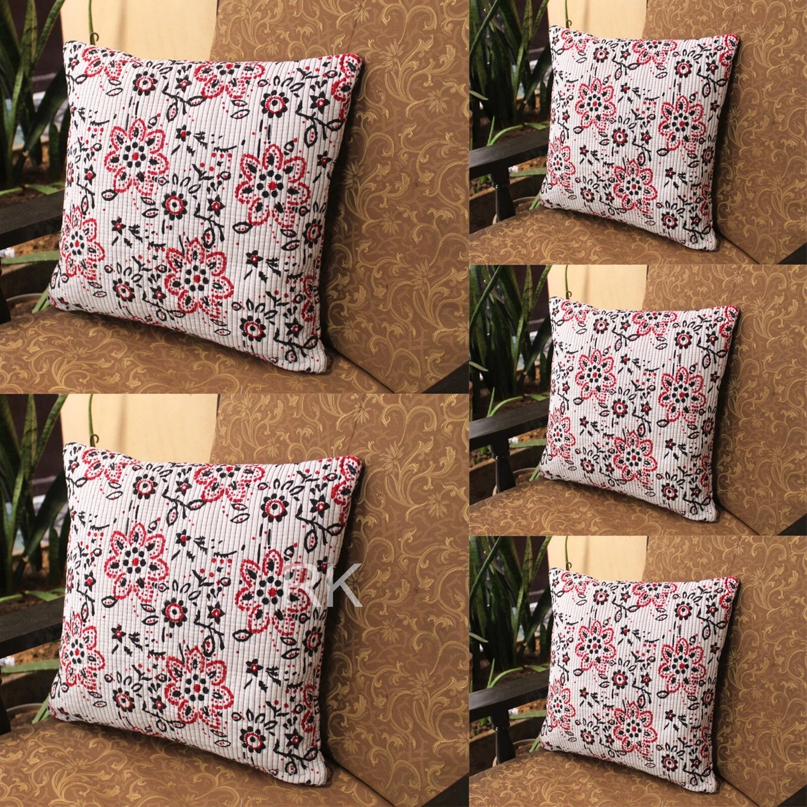 Pair Set Quilted Pillow Cover Case Couch Floral Cushion Cover Home Decorative