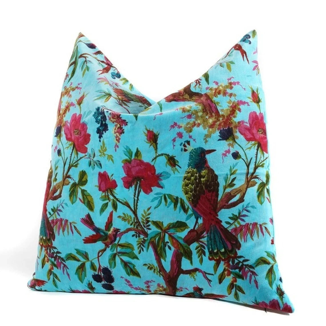 Indian Turquoise Bird Velvet Cushion Cover Home Decor Sofa Decor Pillow Cover AU