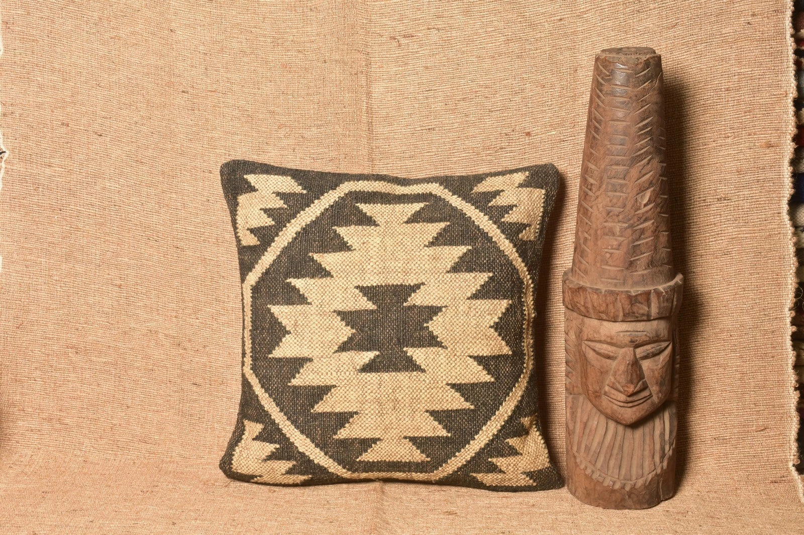 Indian Jute Wool Kilim Cushion Cover Vintage Look Your Home Pillow cover throw