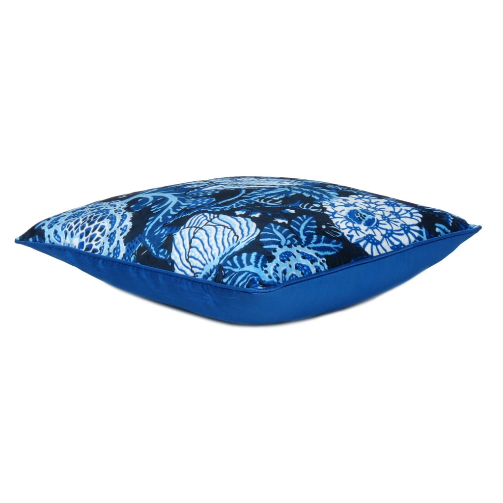 Velvet Cushion Cover Throw Pillowcase Home Sofa Decorative Zipper Blue Flower