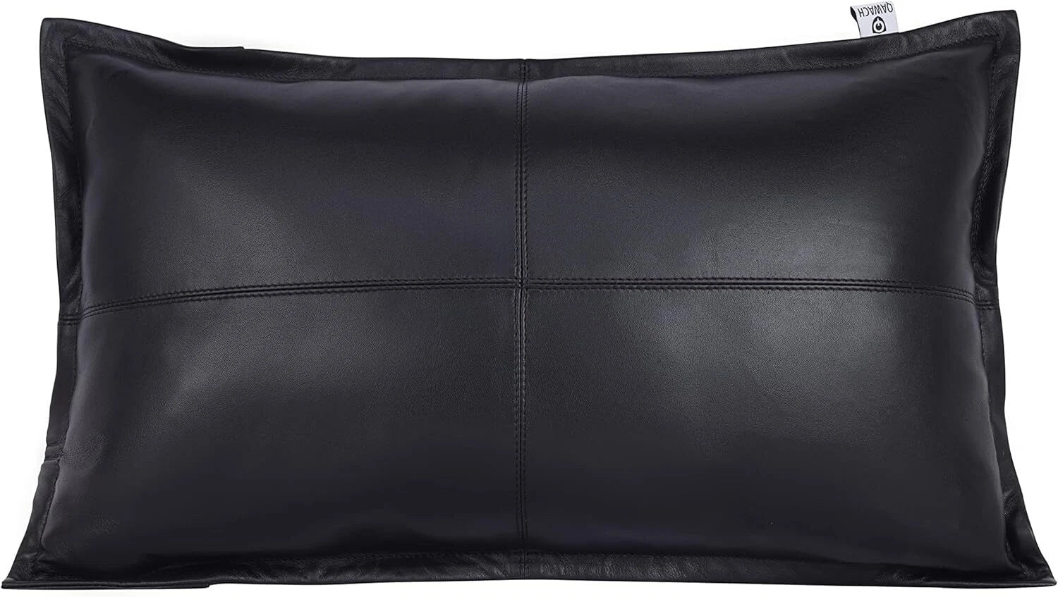 Elegant Lambskin Leather Black Box Rectangular Pillow Cover Sofa Cushion Case