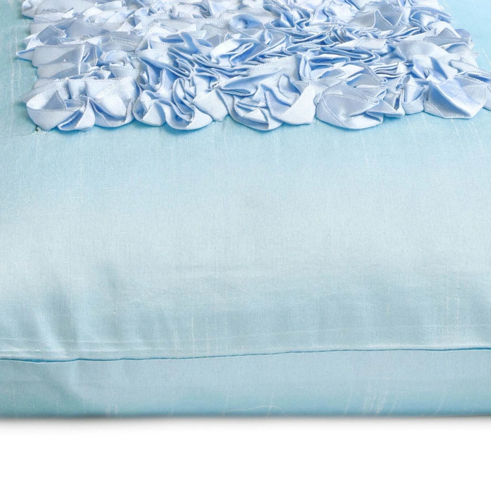 Couch Pillow Case Blue 16"x16", Bed Decor Silk Solid Color - Sky Blue Love
