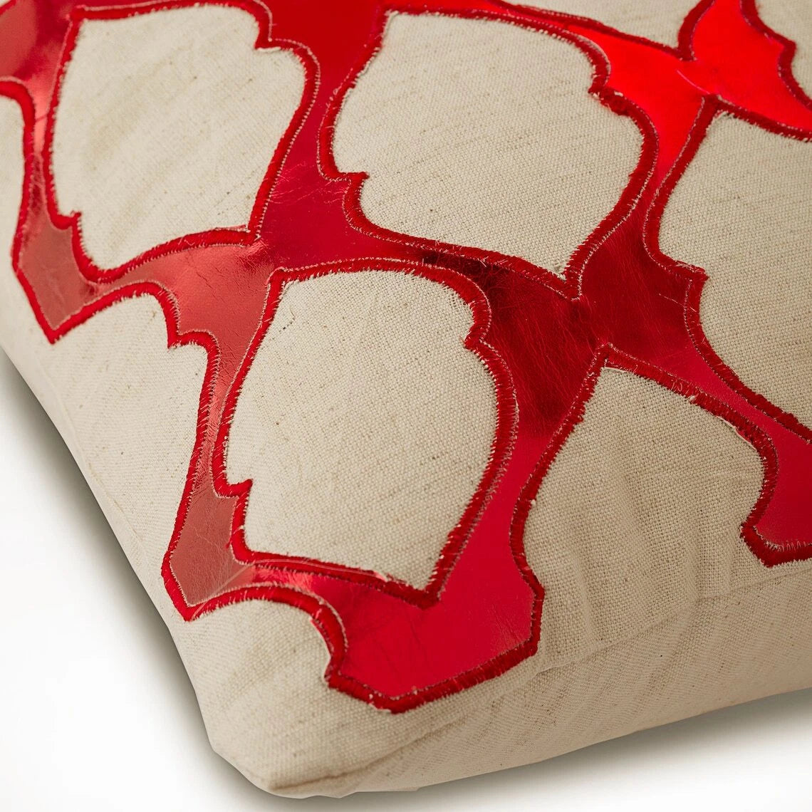 Couch Pillow Cover Red 16"x16", Bed Decor Faux Leather Pattern - All Time Red