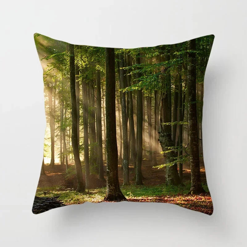 Forest Sunshine Scenery Printed Pillowcase Living Room Sofa Bed Home Decoration