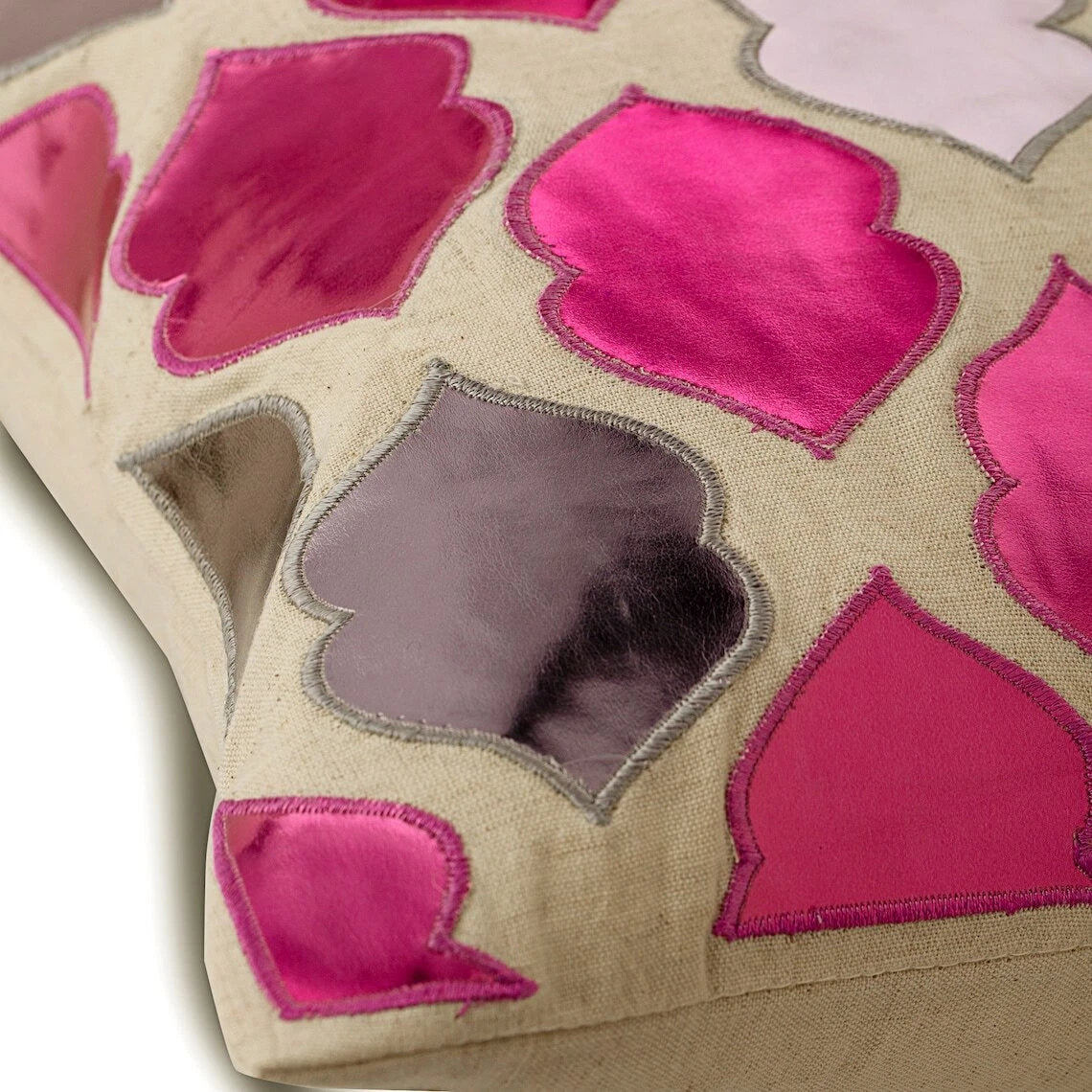 Couch Pillow Case Pink 16"x16", Bed Decor Faux Leather Pattern - Magic Potion