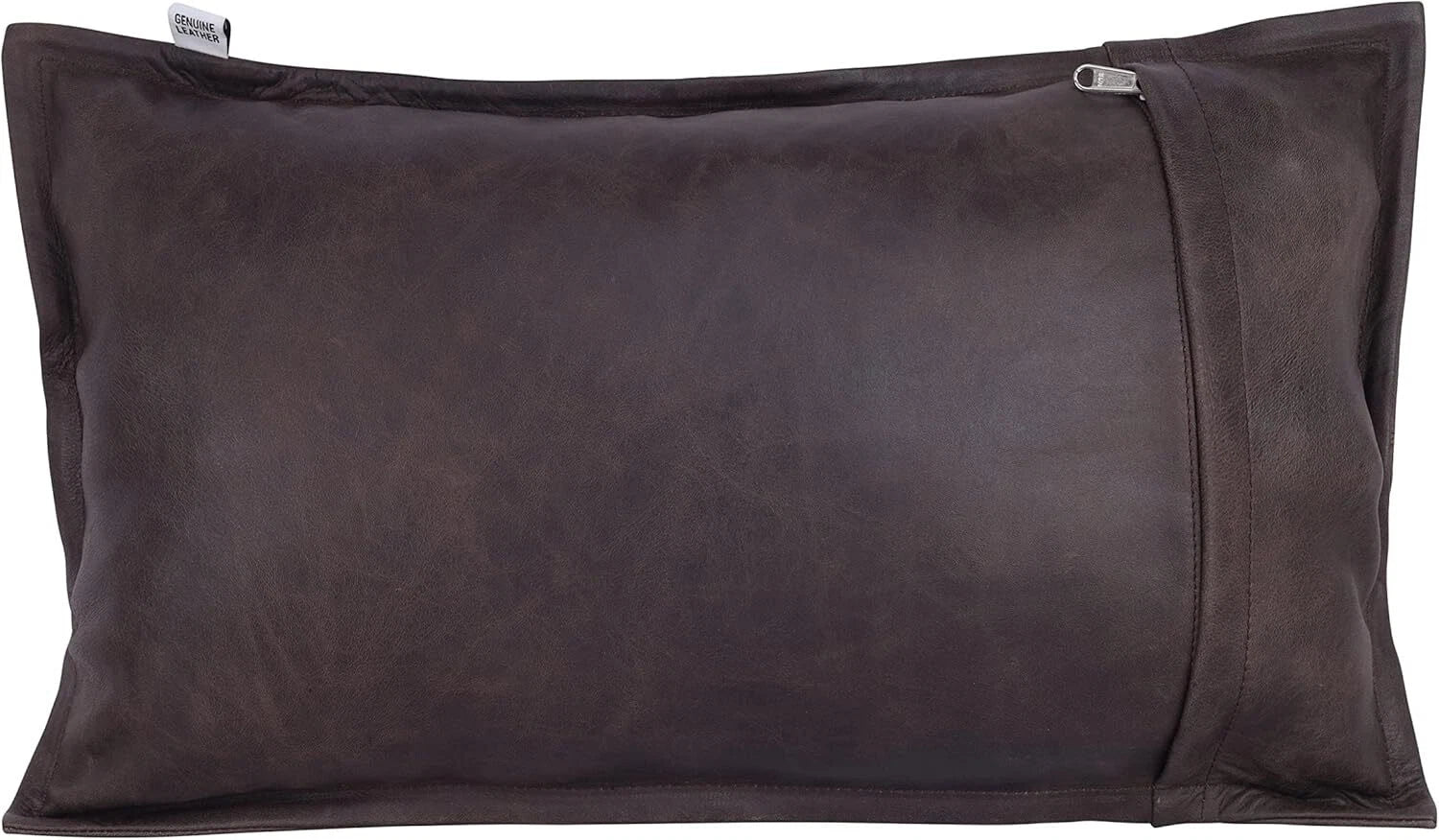 Designer Rectangular Leather Brown Crunch Box Pillow Cover For Sofa Cushion