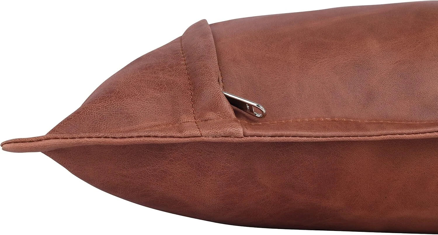 Natural lambskin leather Tan Antique Box Pillow Cover For Sofa Cushion & Bedroom
