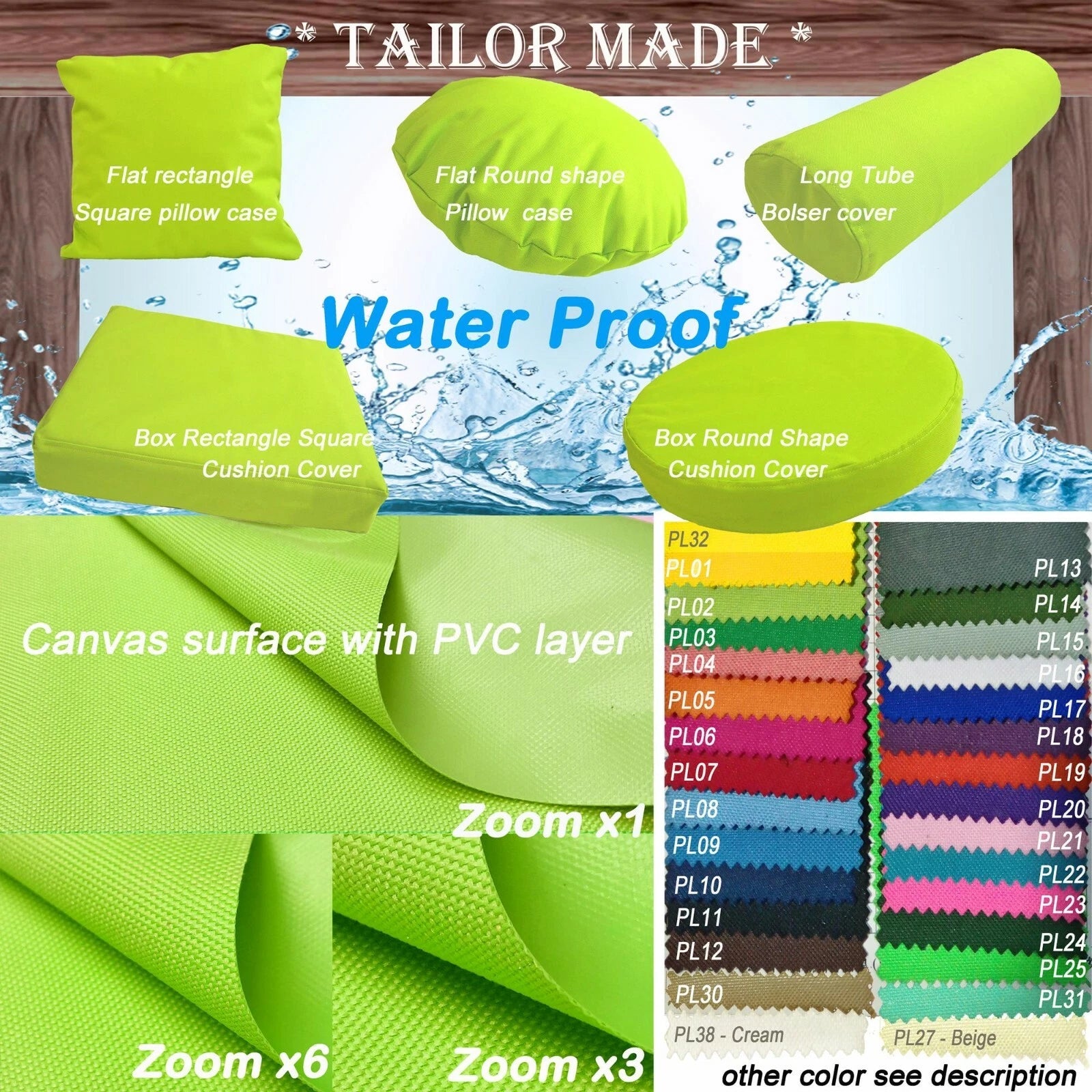 PL02-TAILOR MADE Lime Green Outdoor Waterproof SunUmbrell Patio sofa seat cover