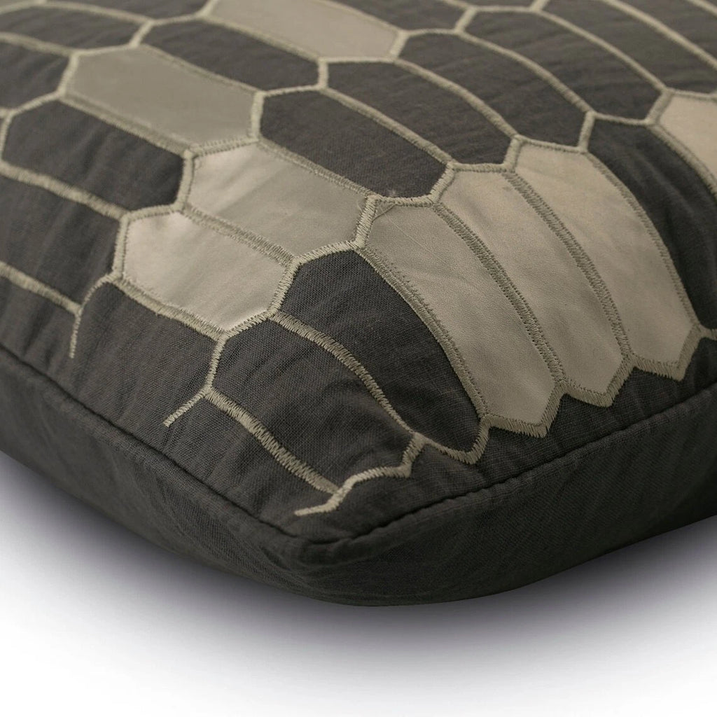 Square Sofa Pillow Case Grey 16"x16", Bed Decor Linen Geometric - GreyHeist