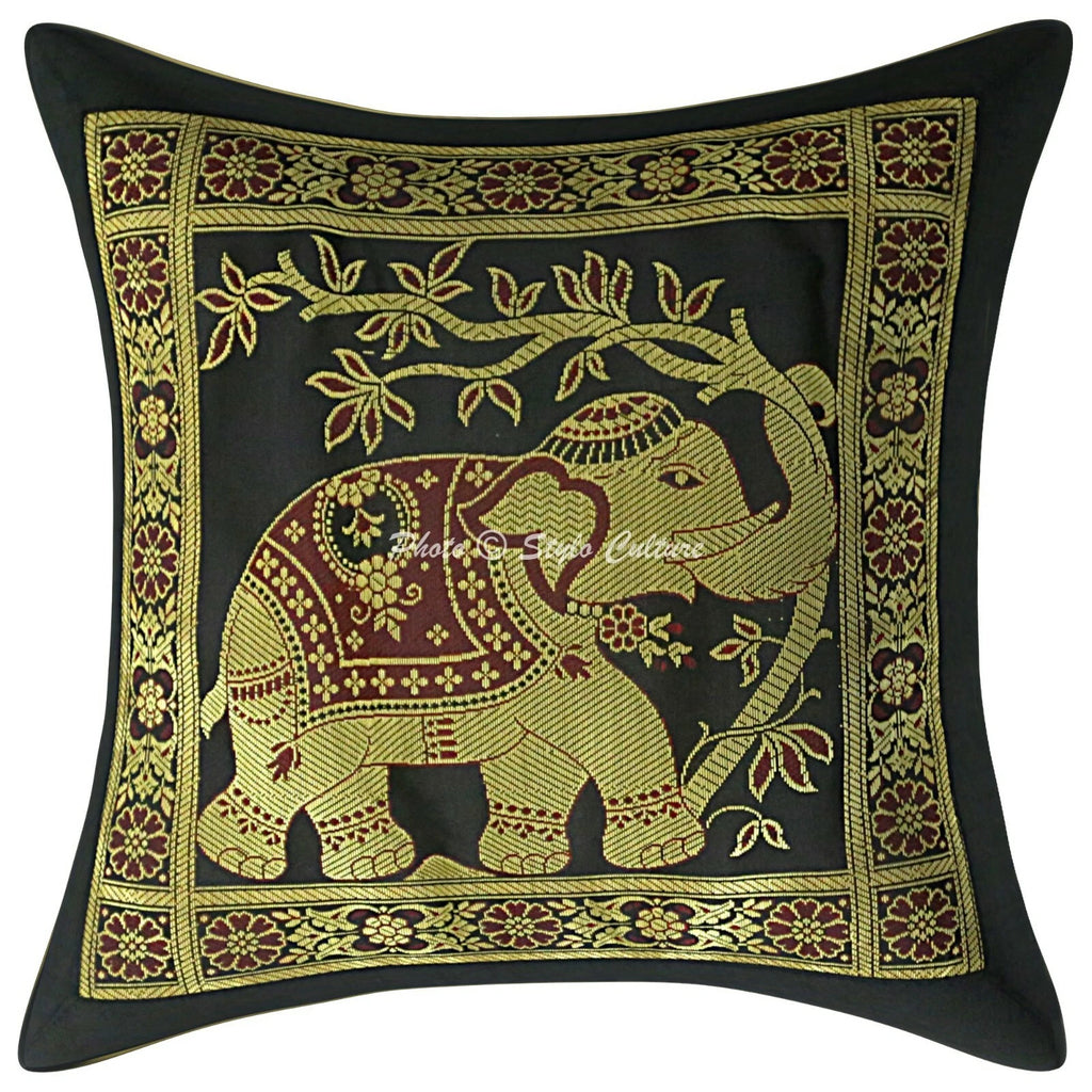 Indian Sofa Cushion Cover Handmade Brocade Silk Pillow Case Cover Throw 12 X 12"