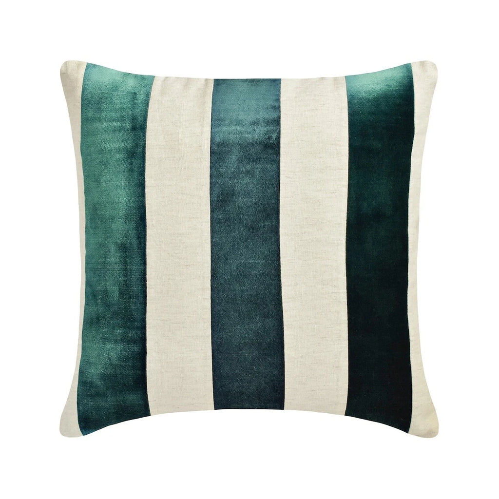 Couch Pillow Cover Blue 16"x16", Bed Decor Velvet Patchwork - Velvet Band Teal