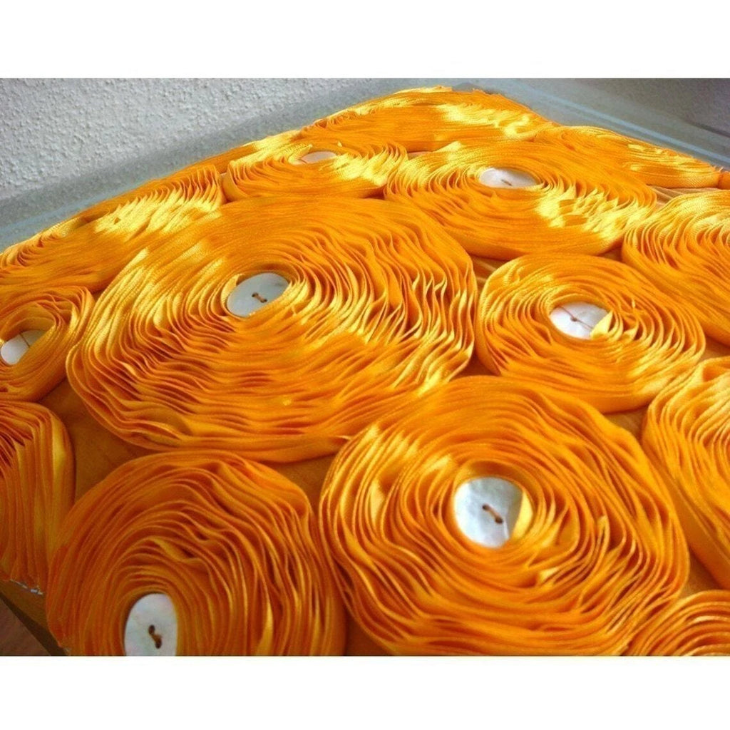 Decorative Sofa Pillow Cover Orange 16"x16", Bed Decor Silk Floral - Marigold