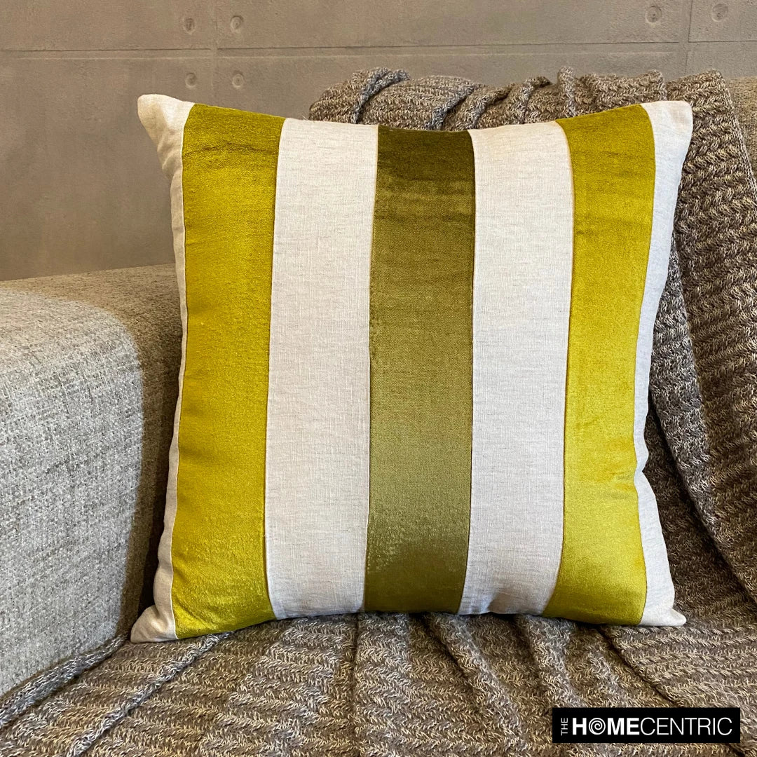 Couch Pillow Cover Green 16"x16", Bed Decor Velvet - Velvet Band Chartreuse