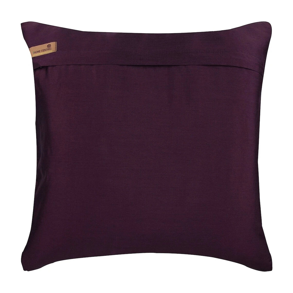 Square Sofa Cushion Cover Purple 16"x16", Bed Decor Silk Floral - Gold Tulips