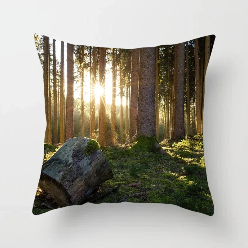 Forest Sunshine Scenery Printed Pillowcase Living Room Sofa Bed Home Decoration