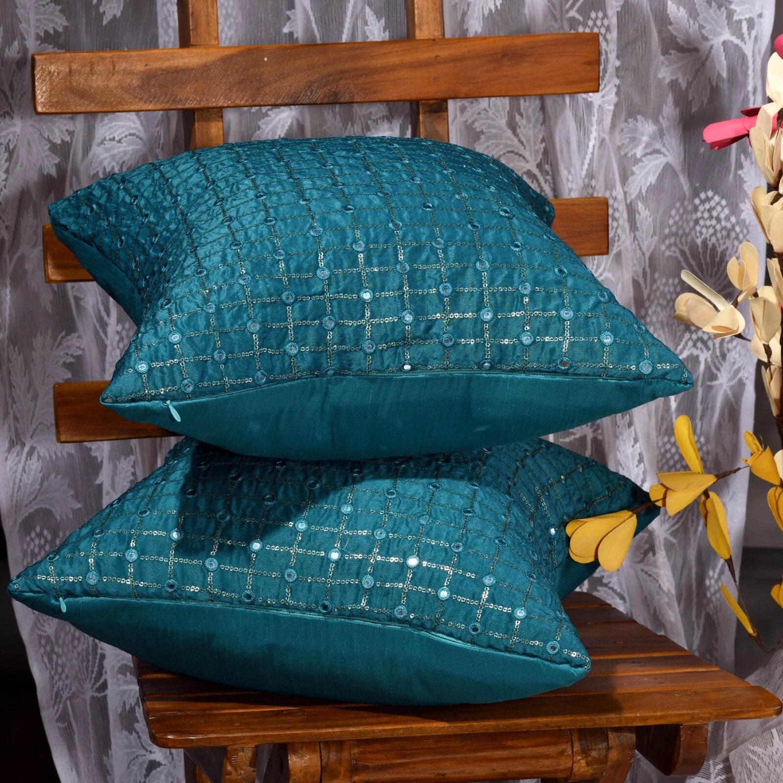 Decorative pillows for couch teal designer pillows embroidered pillow covers 2pc