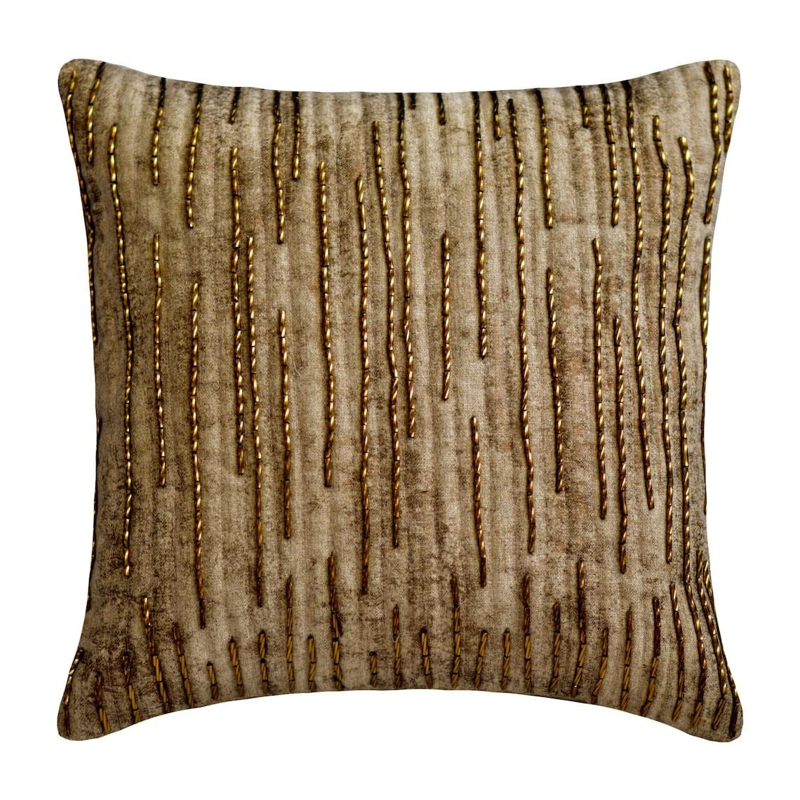 Couch Cushion Case Gold 16"x16", Bed Decor Linen Fabric - Gold Tinged Blaze