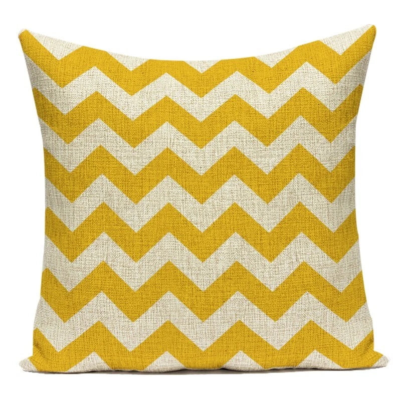 Geometry Cushion Cover Yellow Black Letter Modern Simple Pillowcase for Sofa Bed