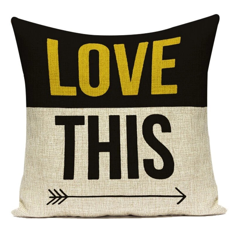 Geometry Cushion Cover Yellow Black Letter Modern Simple Pillowcase for Sofa Bed