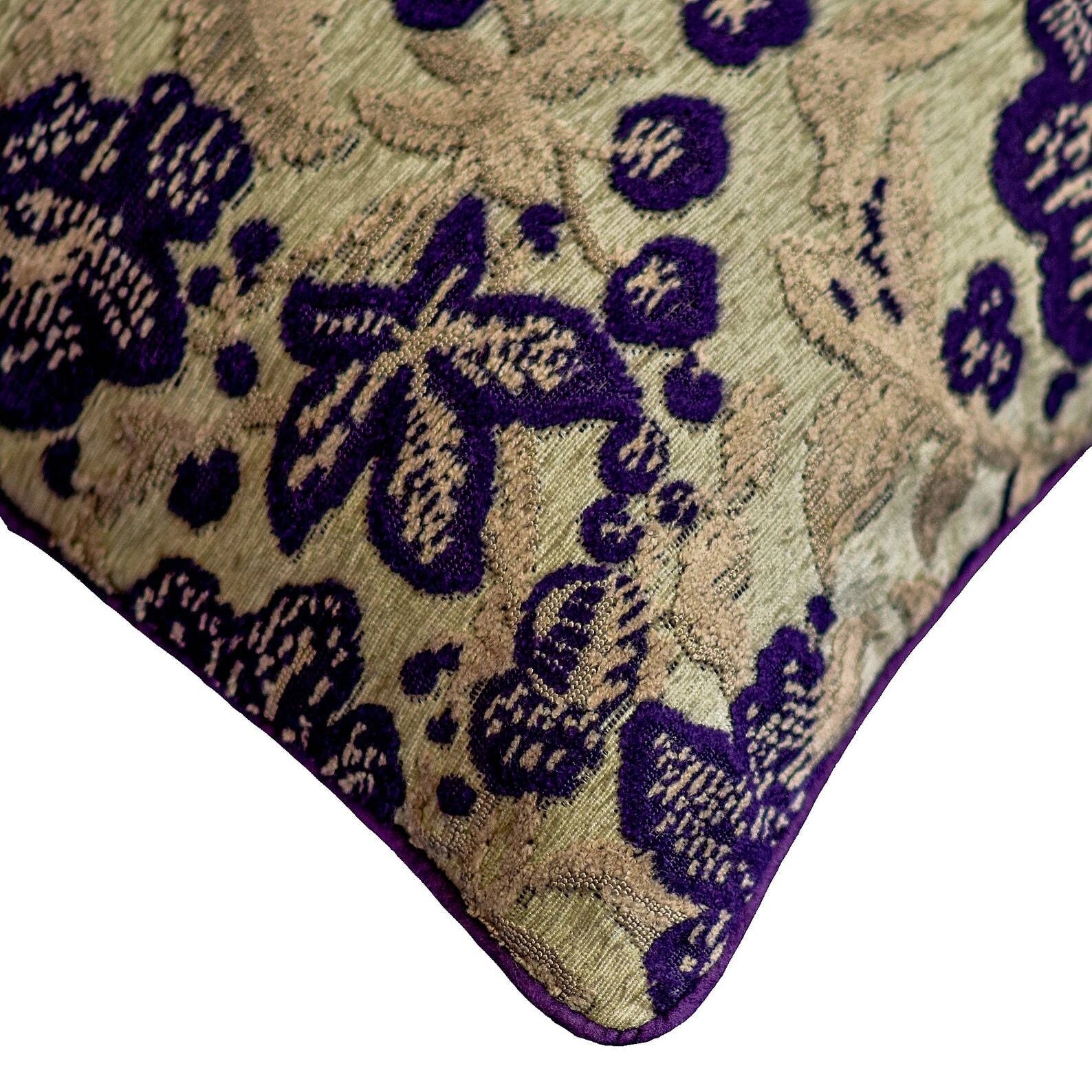 Sofa Pillow Cover Purple 16"x16", Bed Decor Velvet Fabric - Plum Scented
