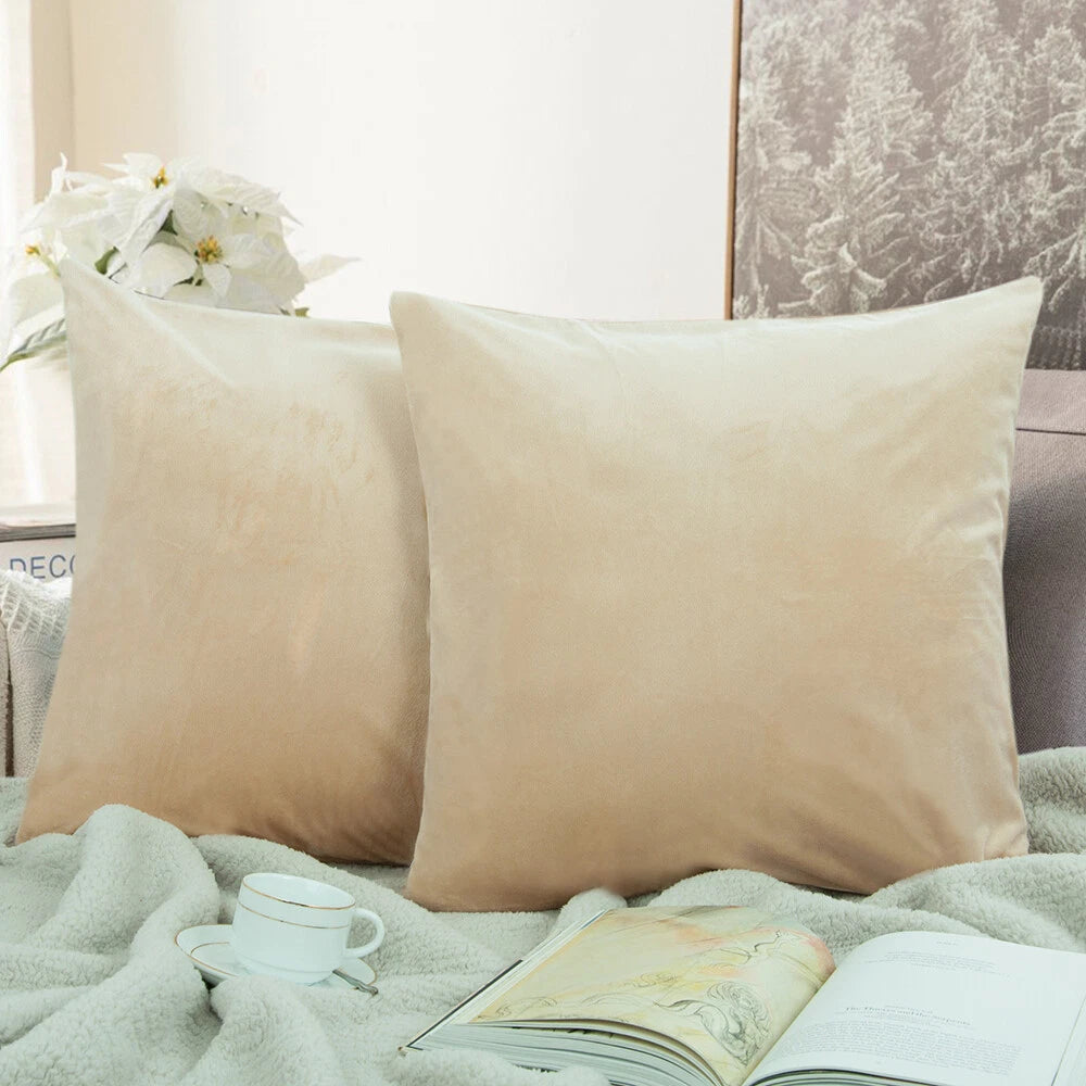 Pack of 2 Velvet Euro Square Throw Pillow Covers Sofa Home Decor Cushion Cover