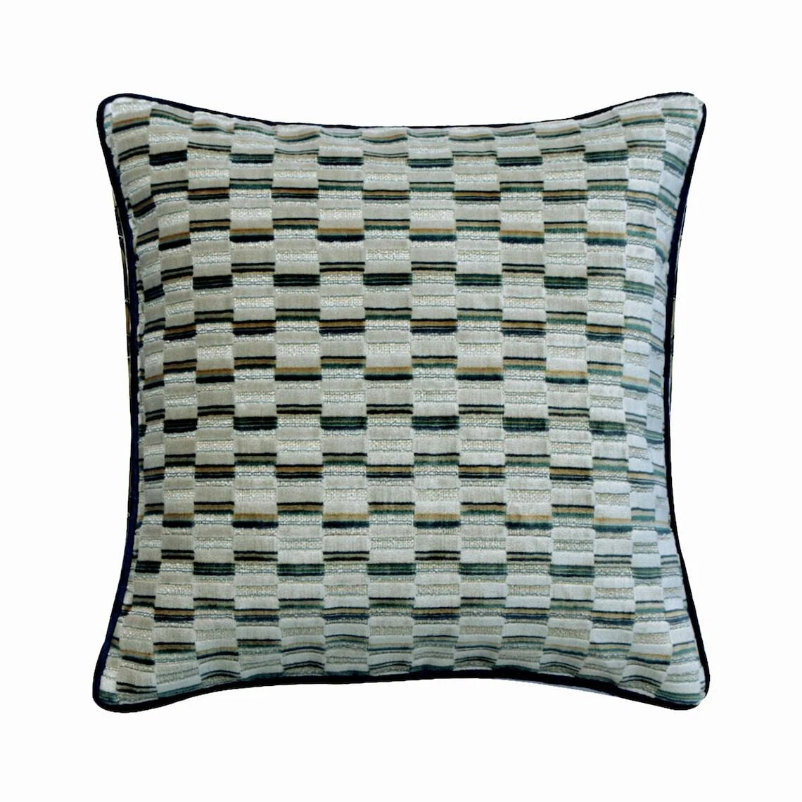 Sofa Cushion Cover Blue 16"x16", Bed Decor Velvet Fabric - Brick Together