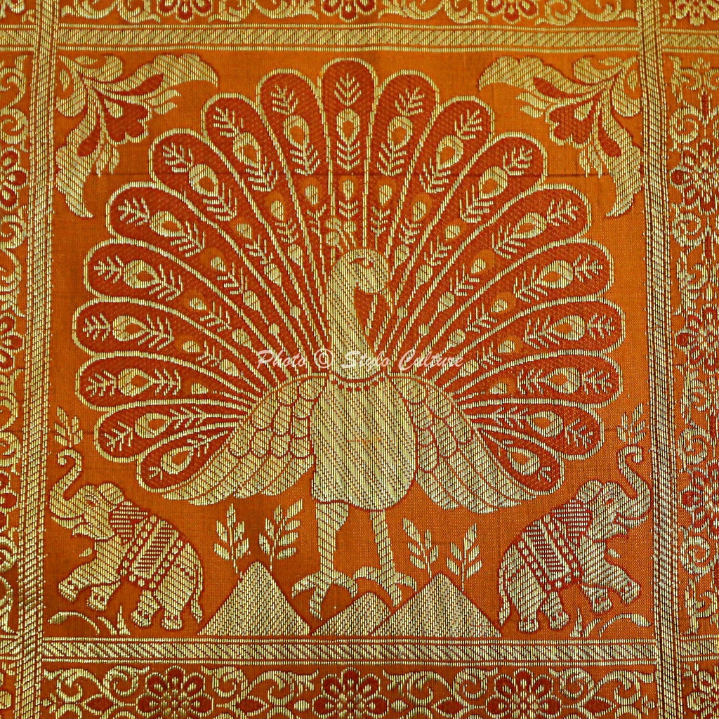 Indian Peacock Brocade Cushion Cover Handmade Sofa Pillow Case Cover Throw 12"