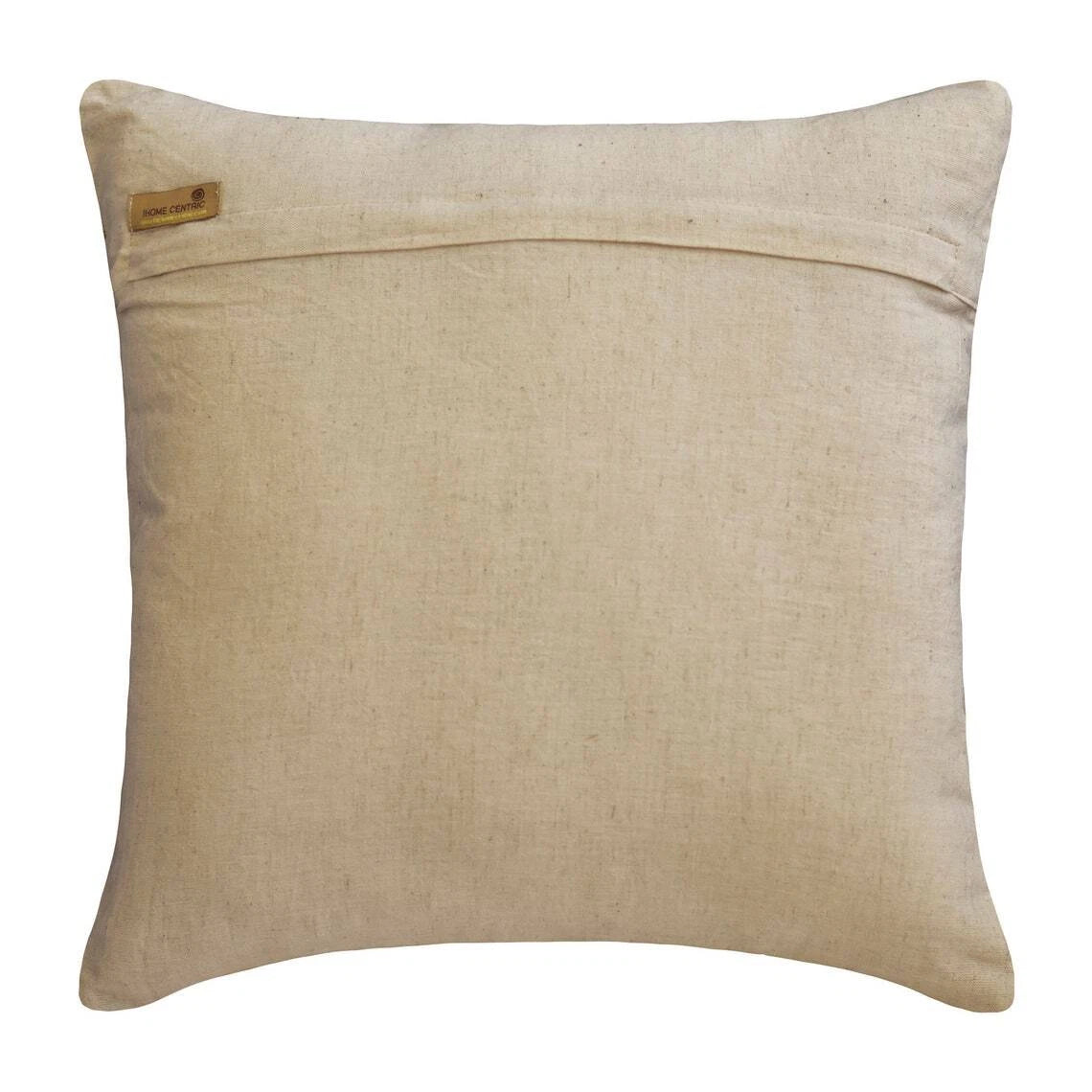 Couch Pillow Case Beige 16"x16", Bed Decor Silk Beaded Embroidery - Cabana Home