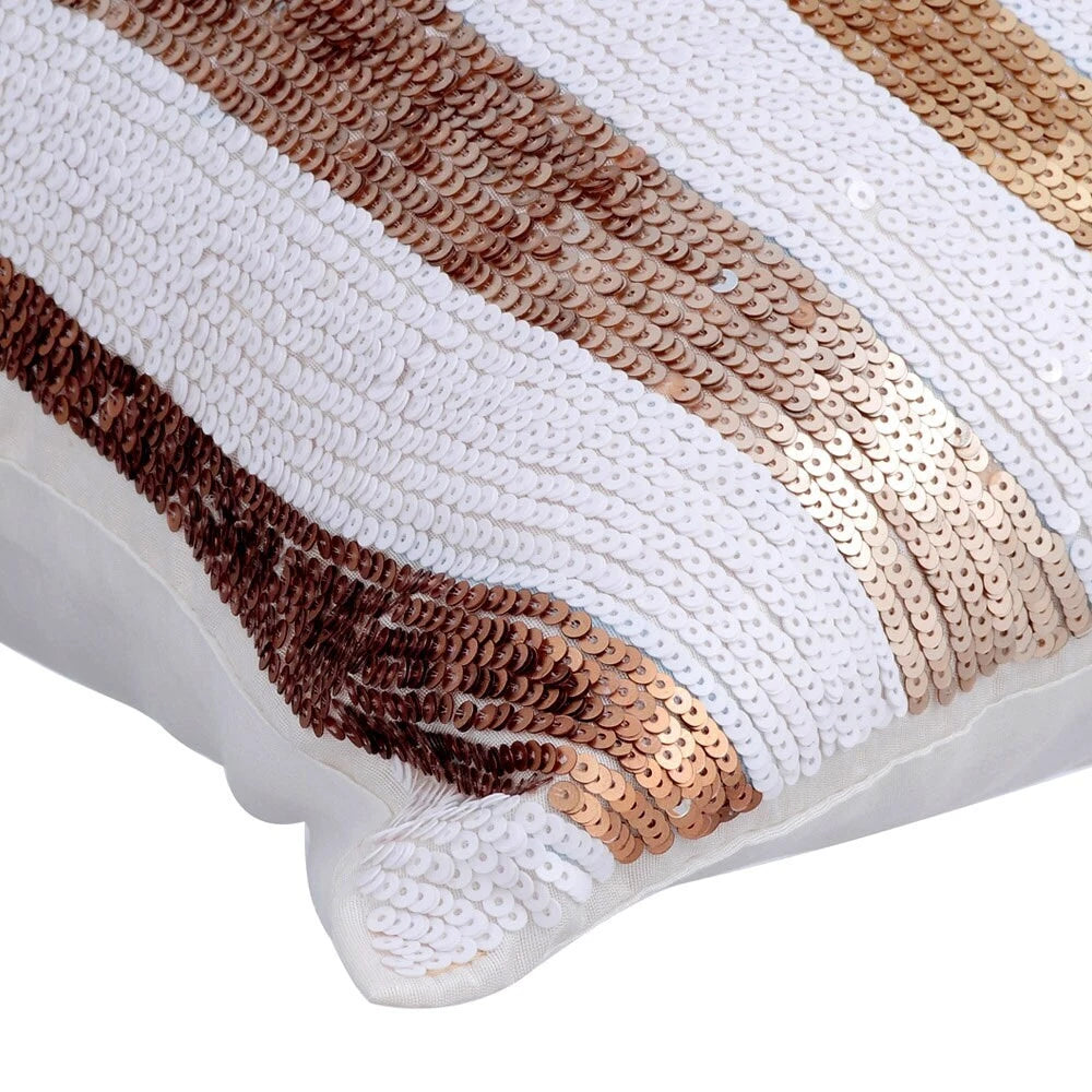 Decorative Couch Cushion Case White 16"x16", Bed Decor Silk Abstract - Alchemy