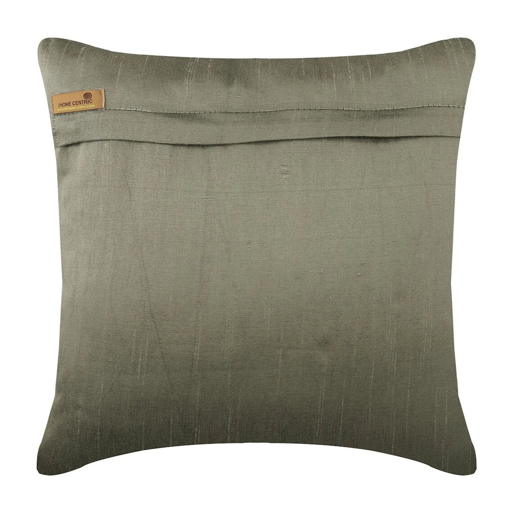 Square Sofa Pillow Cover Silver 16"x16", Bed Decor Silk Fabric - Silver Duex