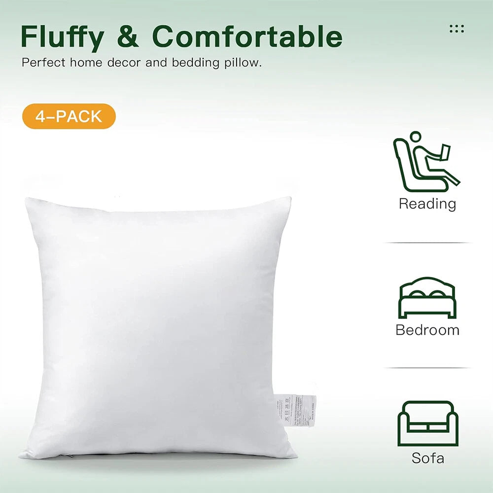 Pack of 4 16"-22" Throw Pillows Insert Ultra Soft Bed & Couch Sofa Decor Pillows