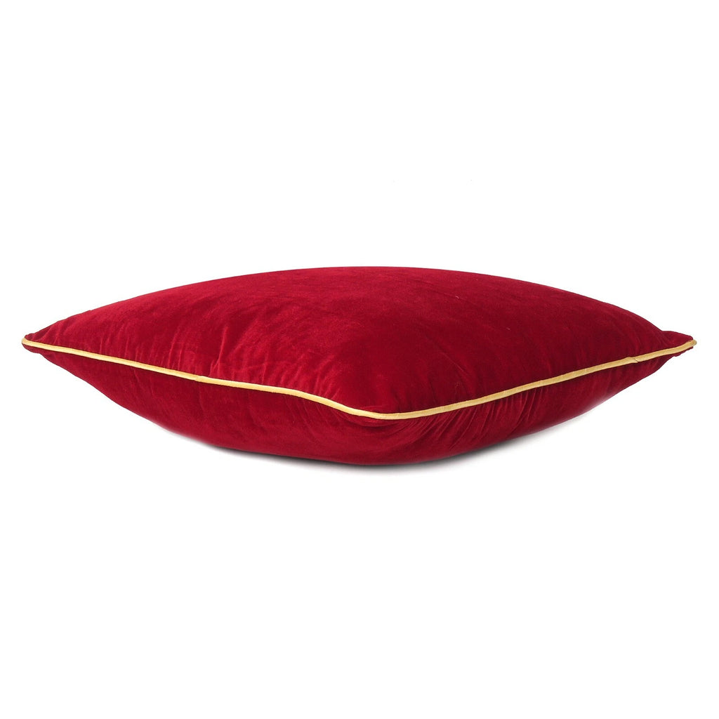 Maroon Velvet Pillowcase Couch Cushion Cover with Zipper Closure Piping Edge