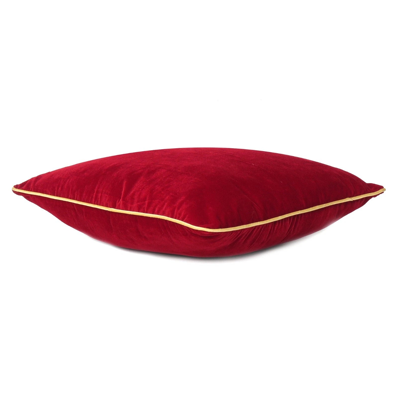 Maroon Velvet Pillowcase Couch Cushion Cover with Zipper Closure Piping Edge