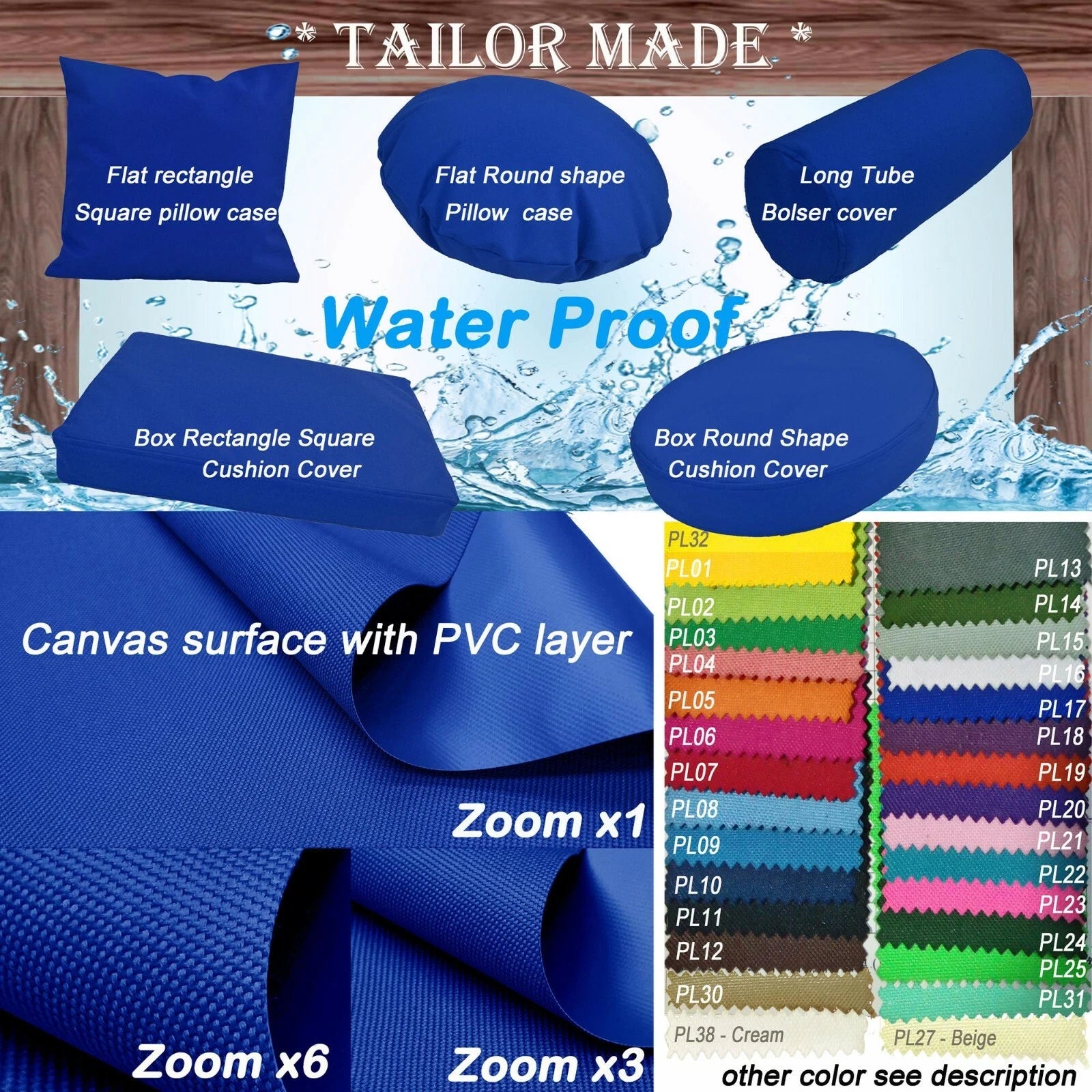 PL17-TAILOR MADE Deep Blue Outdoor Waterproof Sun Umbrella Patio sofa seat cover
