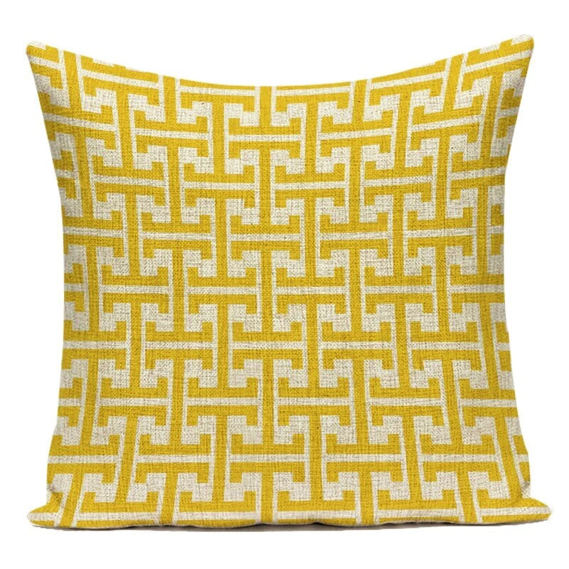 Geometry Cushion Cover Yellow Black Letter Modern Simple Pillowcase for Sofa Bed