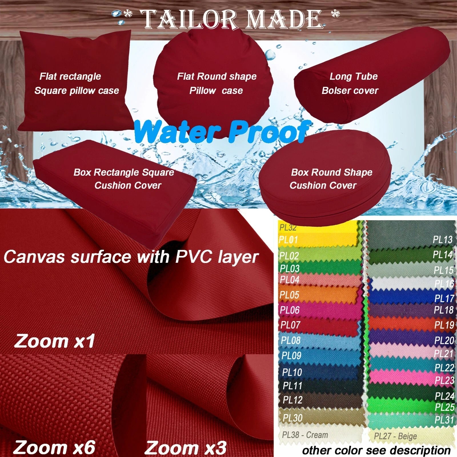 PL26-TAILOR MADE Dark Red Outdoor Waterproof Sun Umbrella Patio sofa seat cover