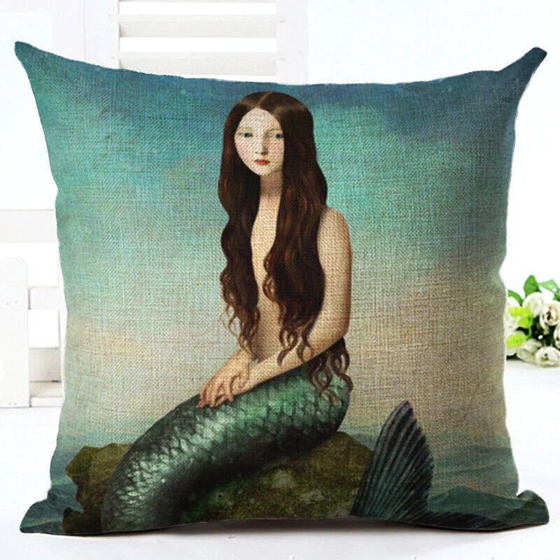 RUBYLOVE Mermaid Pattern Pillow Cushion Cover Car Home Decoration Sofa Bed
