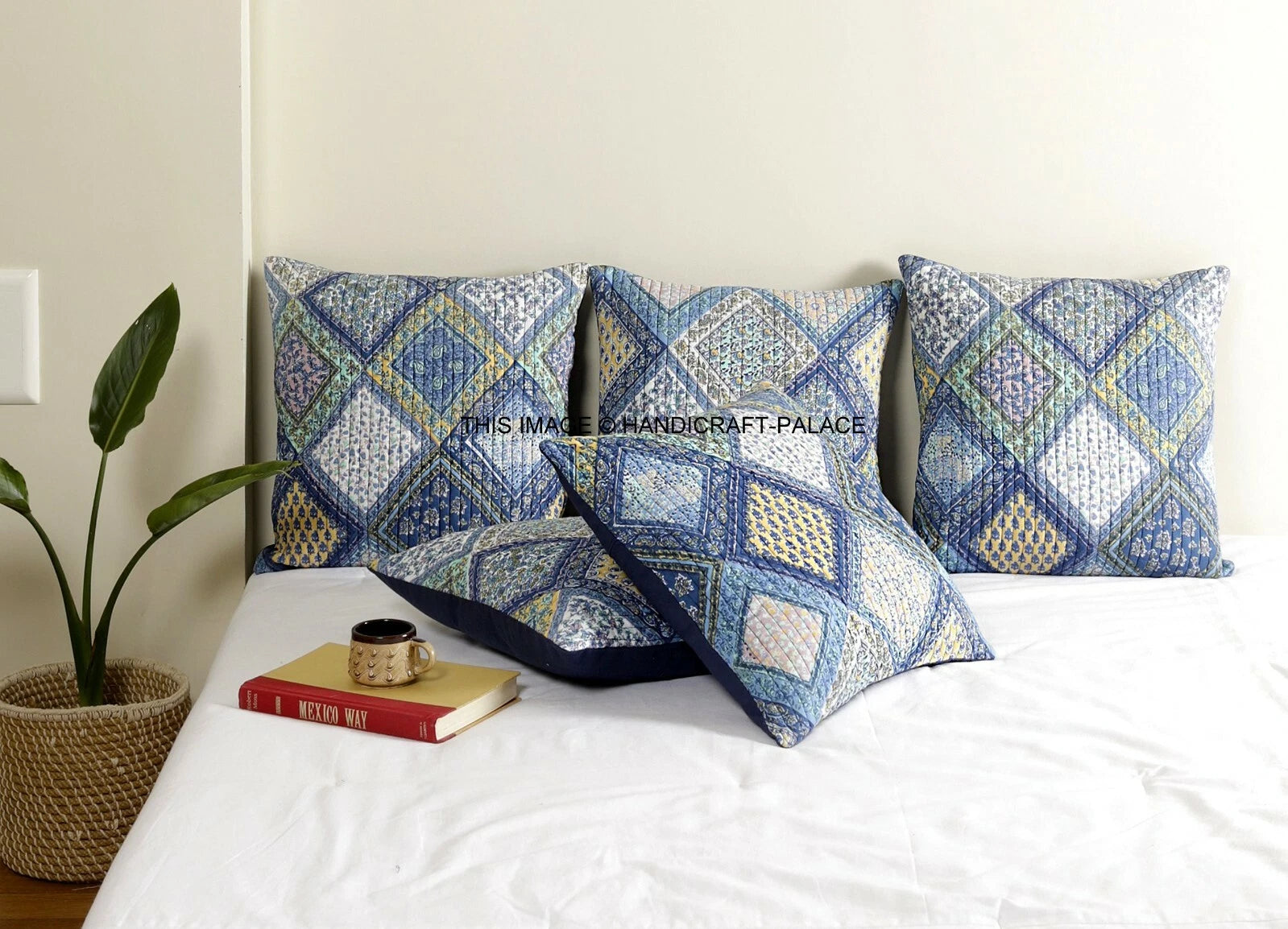 Indian Handmade Kantha Cotton Cushion Cover Bed Pillow Cases Sofa Throw-16"