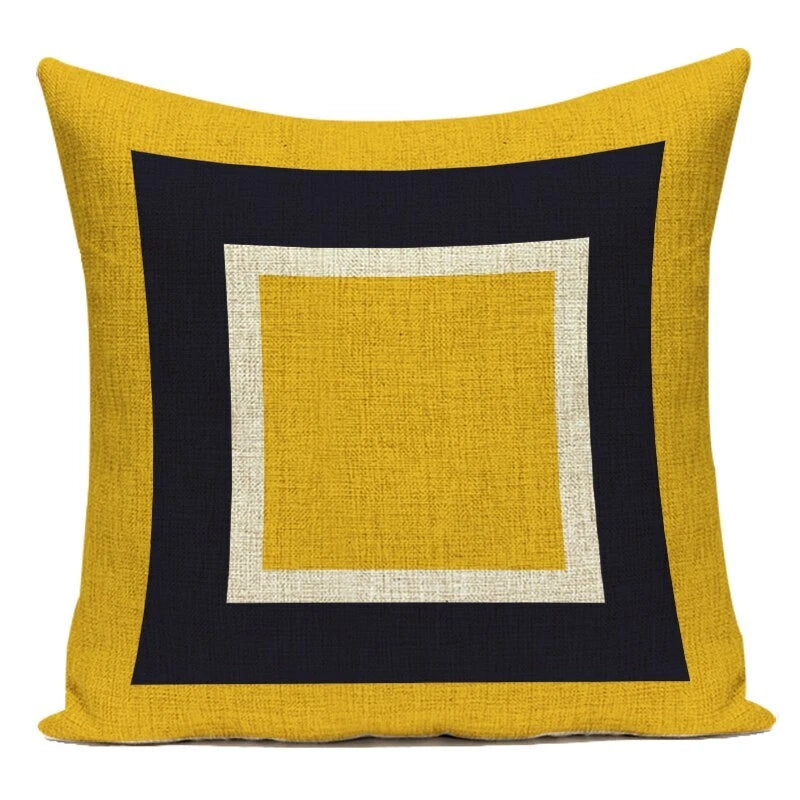 Geometry Cushion Cover Yellow Black Letter Modern Simple Pillowcase for Sofa Bed