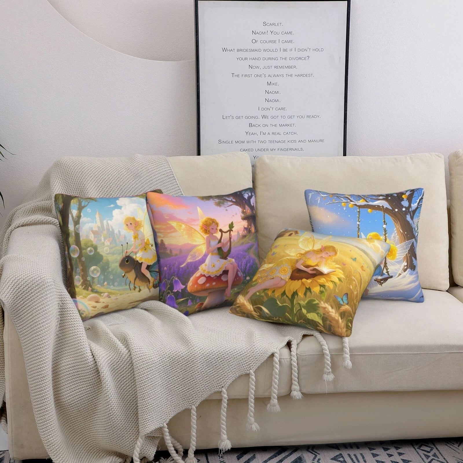 Set of 4 Sofa Throw Pillow Cover Couch Bed Cushion Cover Gift Dreamlike Decor
