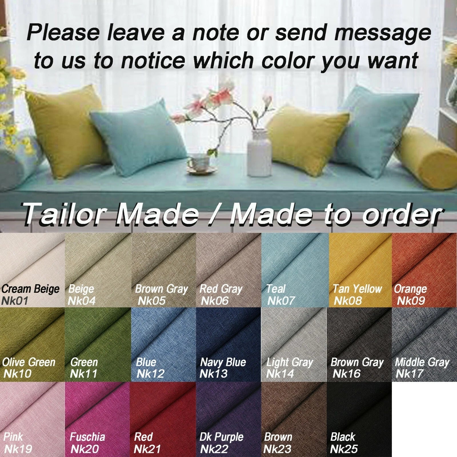 Tailor Made*COVER*Linen cotton Blend sofa patio cushion pillow case custom *Nk