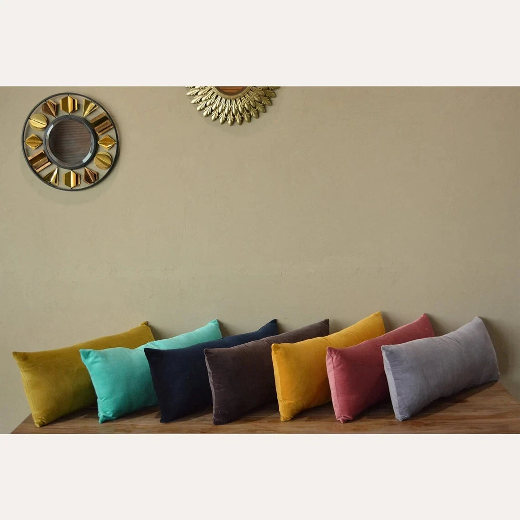 "Lumbar Velvet Cushion Cover – Soft Cotton Throw Pillow Case for Sofa/Bed"
