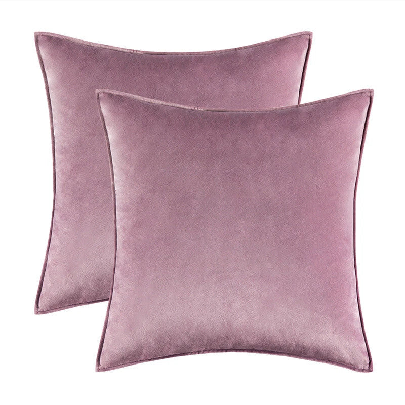 New 18" 20" 24" Velvet Piped Solid Cushion Cover Pillow Case Home Sofa Bed Decor